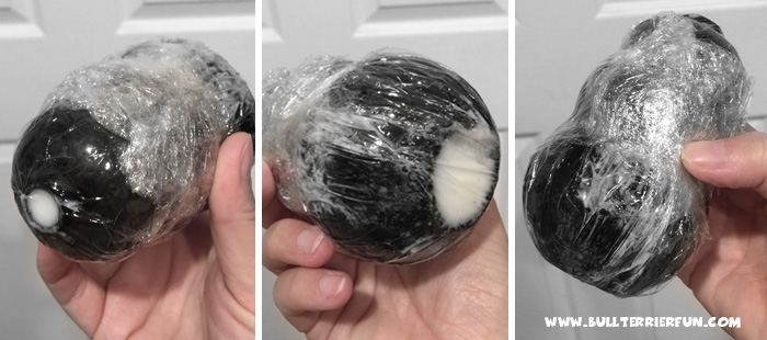 Dog treat balls - how to fill balls with two openings for freezing